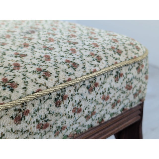 Louis Style Wooden Ottoman with Floral Pattern For Sale - Image 5 of 11