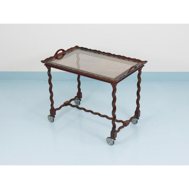 Baroque Vintage Italian Barley Twist Bar Cart Serving Trolley, Italy, 1920s For Sale - Image 3 of 18