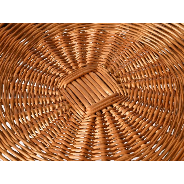 Hand-Woven Rattan and Black Iron Coffee Table by Roberto Mango, Italy, 1970s For Sale - Image 13 of 15