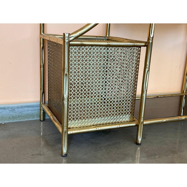 1970s Brass Faux Bamboo Etagere Unit, Hollywood Regency 1980s For Sale - Image 14 of 18