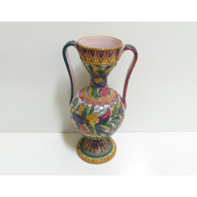 1950s Vintage Orvieto Hand-Painted Italian Majolica Vase For Sale - Image 5 of 11