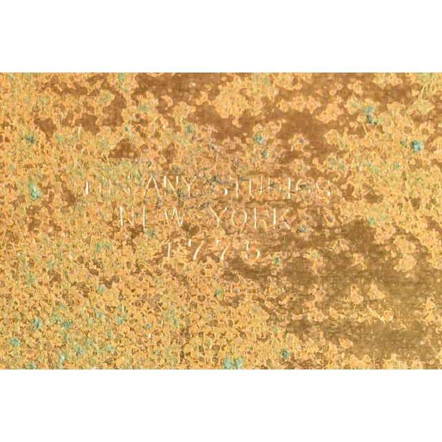 Tiffany Studios New York "Adam" Bronze Doré Blotter Ends With Leather Desk Blotter For Sale - Image 11 of 13