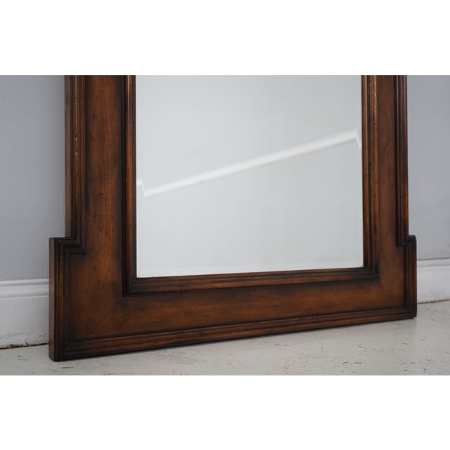 Large Distressed Walnut Beveled Glass Pier Mirror For Sale - Image 4 of 10