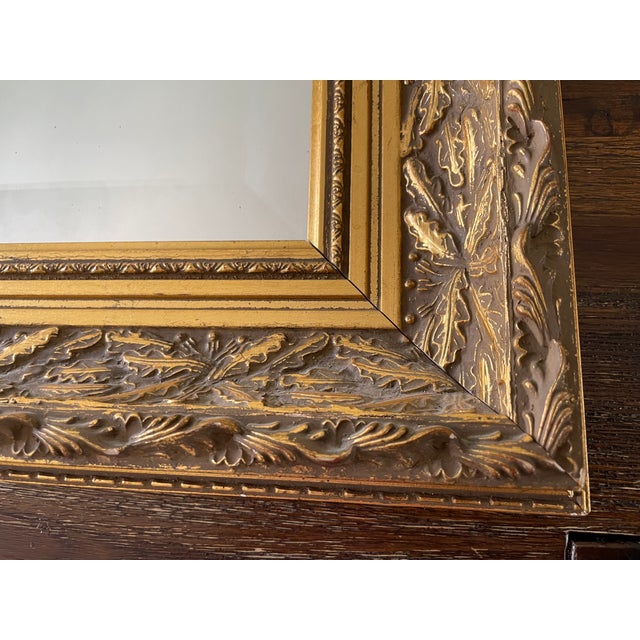 Gold 1980s Gold Beveled Wooden Mirror For Sale - Image 8 of 10