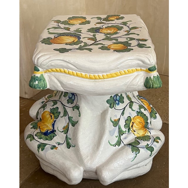 Vintage Italian Ceramic Frog Garden Stool, Hand-Painted, 1960s For Sale - Image 12 of 12