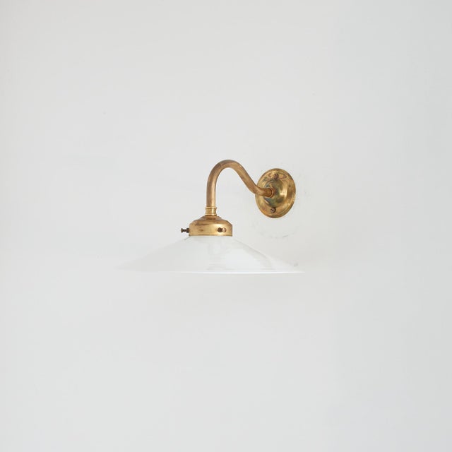 Glass Vintage French Coolie Milk Glass Kitchen Task Wall Light, 1920s For Sale - Image 7 of 7