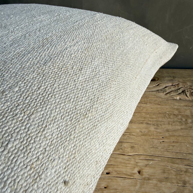 Mid-Century Modern Vintage Rug Pillow Cover With Original Seams For Sale - Image 3 of 7