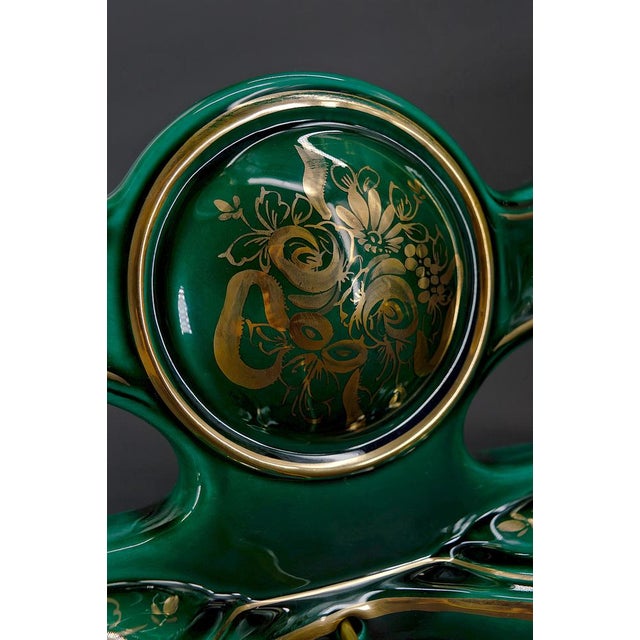 Green & Gold Earthenware Lamps, France, 1940s, Set of 2 For Sale - Image 12 of 18