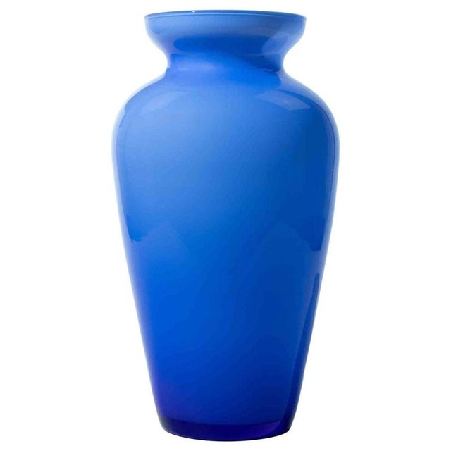 1970s Art Deco Murano Cobalt Blue Art Glass Vase, 1970s For Sale - Image 5 of 5