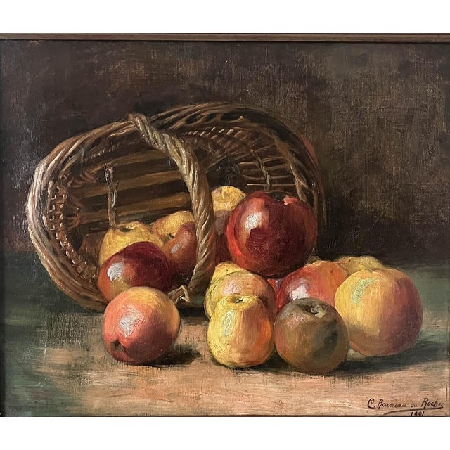 1900 - 1909 1901 French Fruit Still Life Oil Painting For Sale - Image 5 of 6
