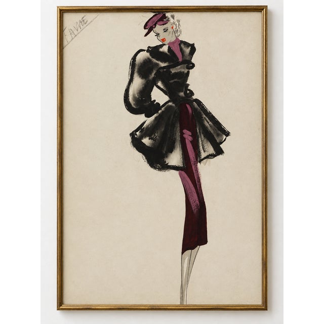 Add Parisian glamour to a bedroom or dressing room with this vintage French fashion art print reproduction. A cinched...