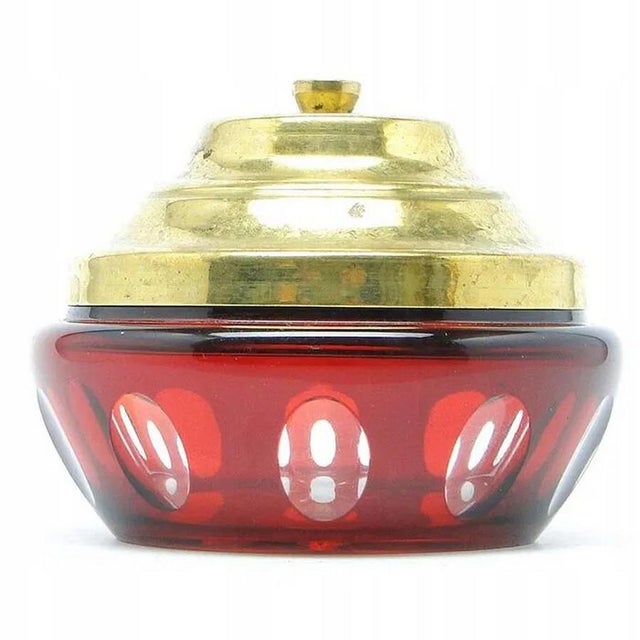 Red Vintage Czechoslovakian Crystal Candyer, 1950s For Sale - Image 8 of 9