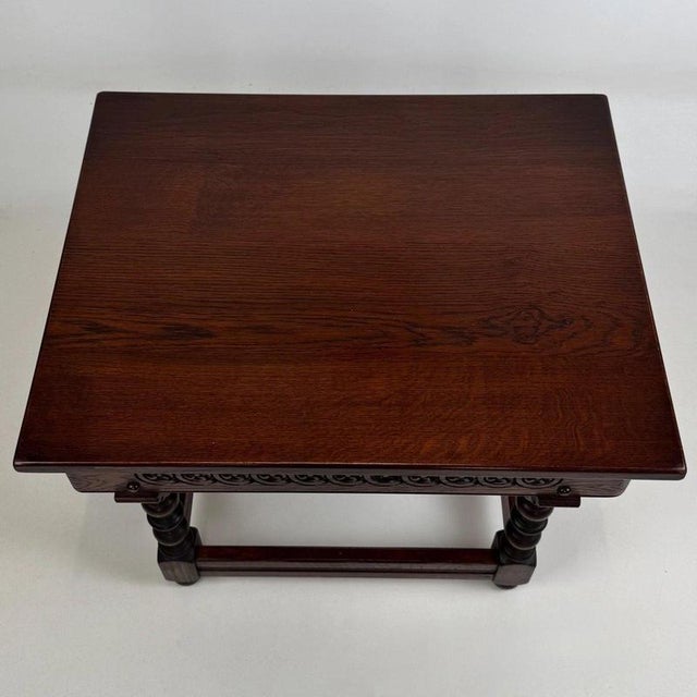 Small Early 20th Century Antique English Oak Side Table For Sale - Image 10 of 11