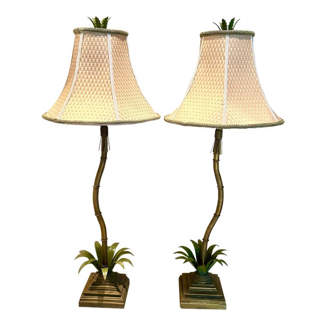 Vintage Palm Beach Regency Palm Tree Lamps - a Pair For Sale