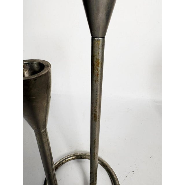 Scandinavian Metal Candlesticks, 1960s, Set of 2 For Sale - Image 10 of 11