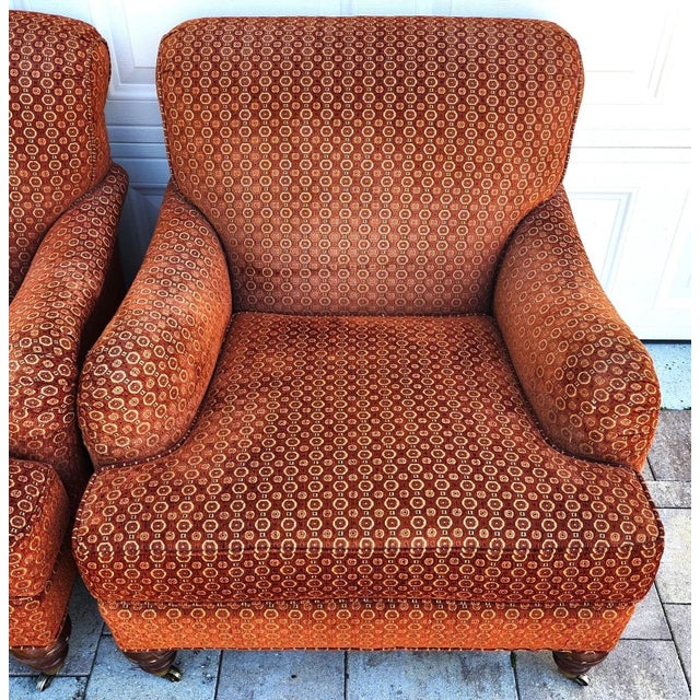 Robert Allen Club Chairs Plush English Pair For Sale In Miami - Image 6 of 14