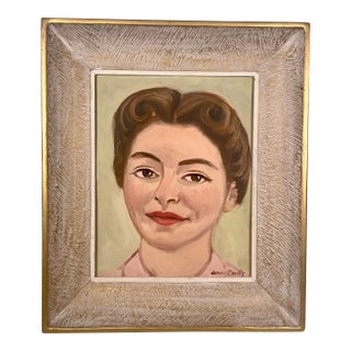 Mid-Century Female Portrait Painting by Jean Coulls - Framed For Sale