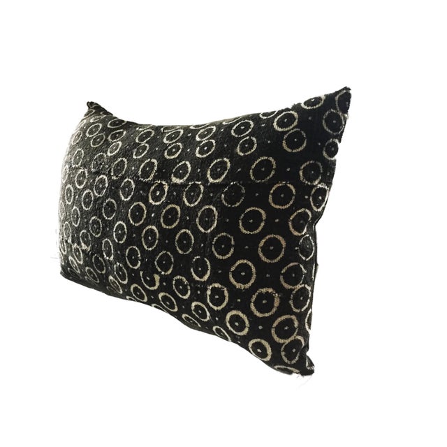 African Vintage Custom Made Mud Cloth Black & White Lumbar Pillow 22" W For Sale - Image 3 of 6