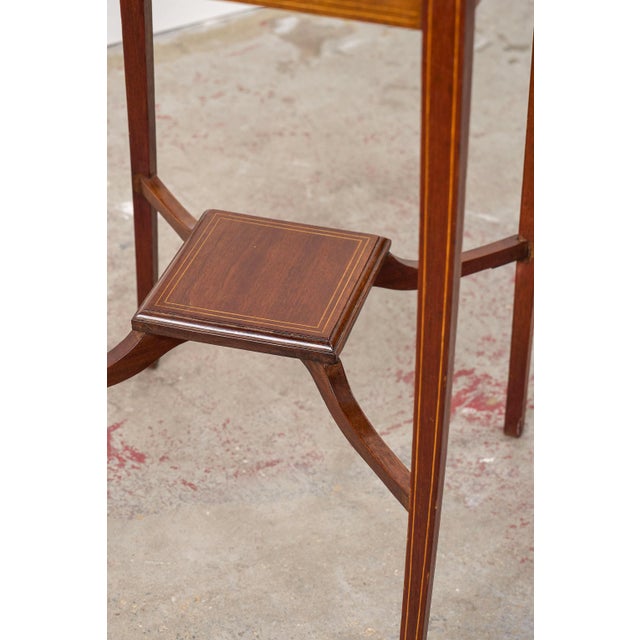 Wood Early 20th Century Square Edwardian Two-Tier Side Table For Sale - Image 7 of 7