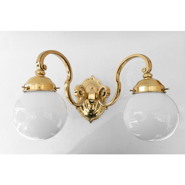 Historistic Wall Lamps with Opal Glass Shades, Vienna, 1890s, Set of 3 For Sale - Image 4 of 18