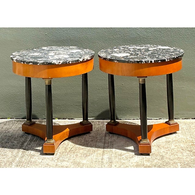 Vintage Italian Neoclassical Stone Top Side Tables - A Pair For Sale - Image 12 of 12
