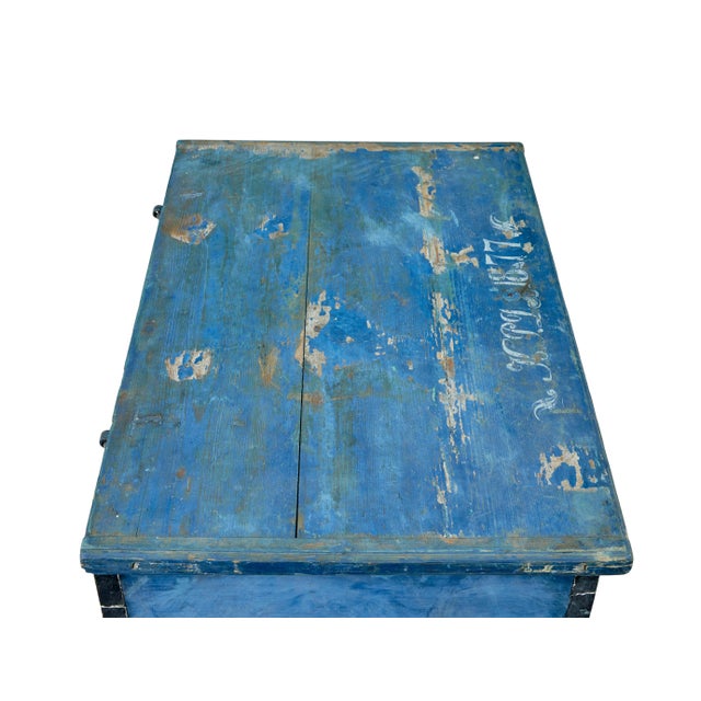 Wood Swedish Hand-Painted Pine Blanket Box, 1877 For Sale - Image 7 of 10