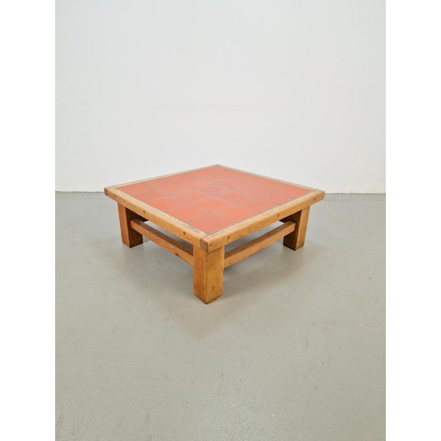 Mid-Century Modern Brutalist Oak Coffee Table with Terracotta Tiles, 1950s For Sale - Image 3 of 15