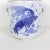Late 20th Century Vintage Chinoiserie Asian Koi Fish Canister Lidded Jar or Pot, Ceramic With Lid Blue and White For Sale - Image 5 of 10