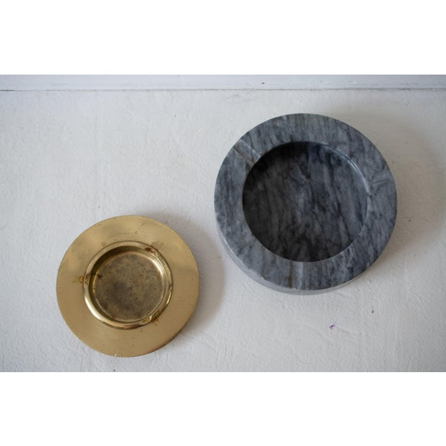 1970s Brass and Marble Ashtray, Catchall For Sale - Image 6 of 7