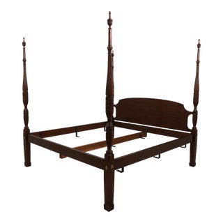 Henkel Harris King Size Cherry Rice Carved Poster Bed For Sale