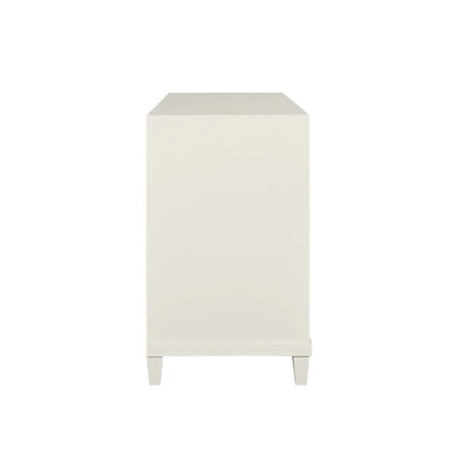Wood Matthew Izzo Home Corine Antique White Matte Lacquer Fluted Front Side Table For Sale - Image 7 of 7