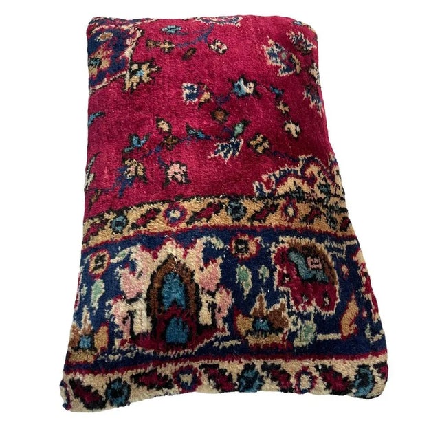 Large Vintage Turkish Handmade Rug Cushion Cover For Sale - Image 6 of 11