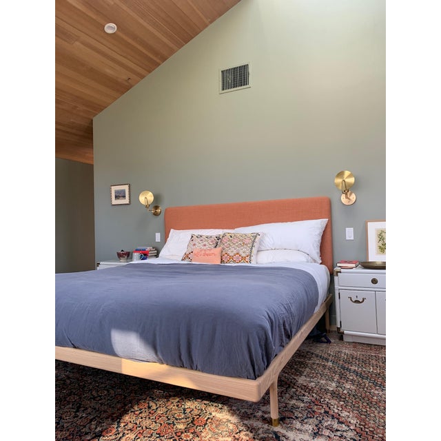 Mid-Century Modern Kalon Simple Wood King Bed Frame With Brass Feet For Sale - Image 3 of 5