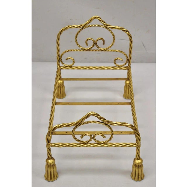 Hollywood Regency Vintage Italian Hollywood Regency Iron Tassel Frame Pet Cat Dog Bed or Doll Bed For Sale - Image 3 of 11