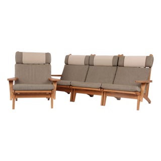 GE375 Modular Sofa in Oak by Hans J. Wegner for Getama, 1970s, Set of 4 For Sale