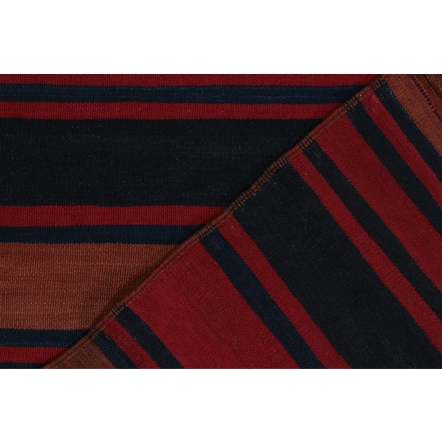 Textile Vintage Persian Tribal Kilim in Red, Rust and Blue Stripes - By Rug & Kilim For Sale - Image 7 of 7