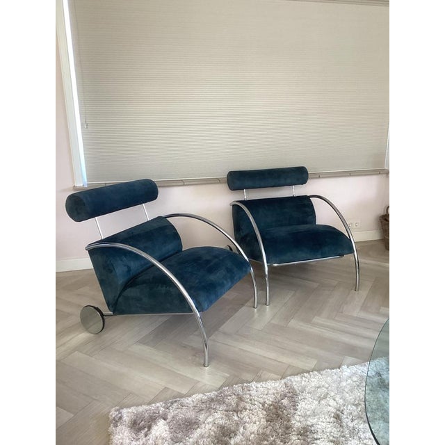 Navy Bleu Zyklus Chair attributed to Peter Maly for Cor, 1980s, Set of 2 For Sale - Image 11 of 11