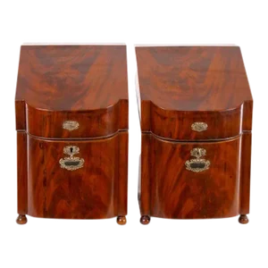 English Mahogany Wood Campaign Cellarette / Wine Storage Box