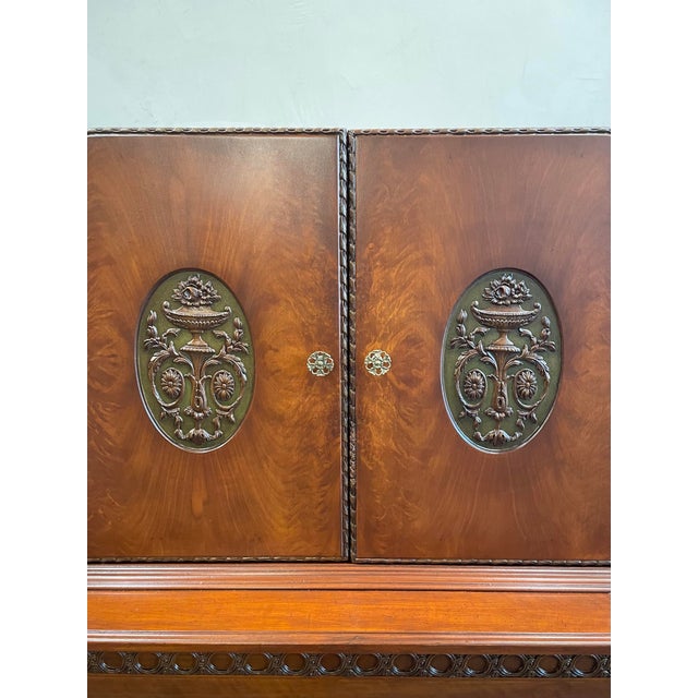 Wood Vintage 1930s Cabinet With Green and Brass Accents - Art Deco/French For Sale - Image 7 of 10