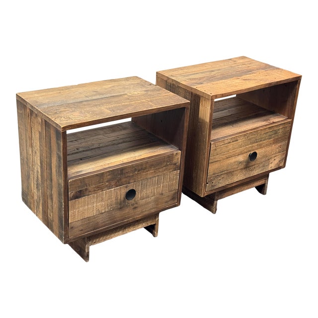 West Elm Emmerson Reclaimed Nightstands, a Pair For Sale