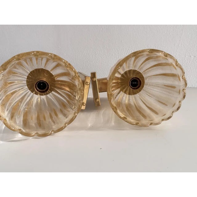 Metal 1960s Italian Murano Glass & Brass Art Deco Sconces - Pair For Sale - Image 7 of 7