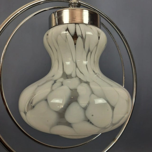 Silver White Murano Glass Pendant with Metal Rings by Nason Mazzega, 1970 For Sale - Image 8 of 13