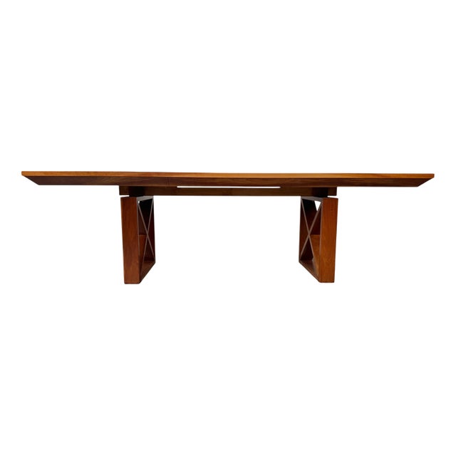 Geometric Dining Table in Oak and Cherrywood by Luca Scacchetti, 1970s For Sale