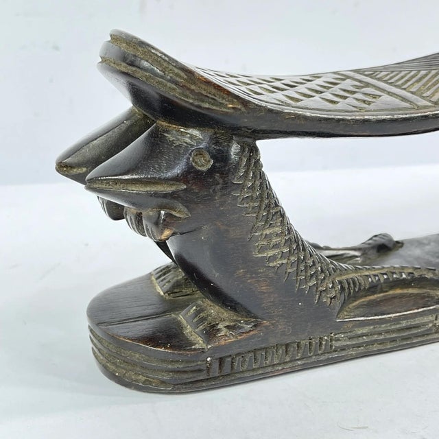 African Early 20th Century Songye Double Headrest with Lizards For Sale - Image 3 of 9