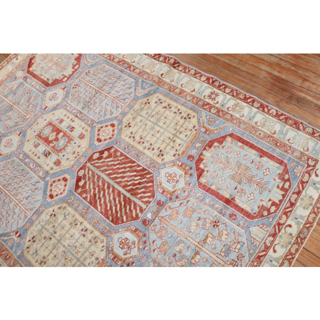 Early 20th Century Early 20th Century Sky Blue Persian Bakhtiari Rug - 4'11" x 6'8" For Sale - Image 5 of 11