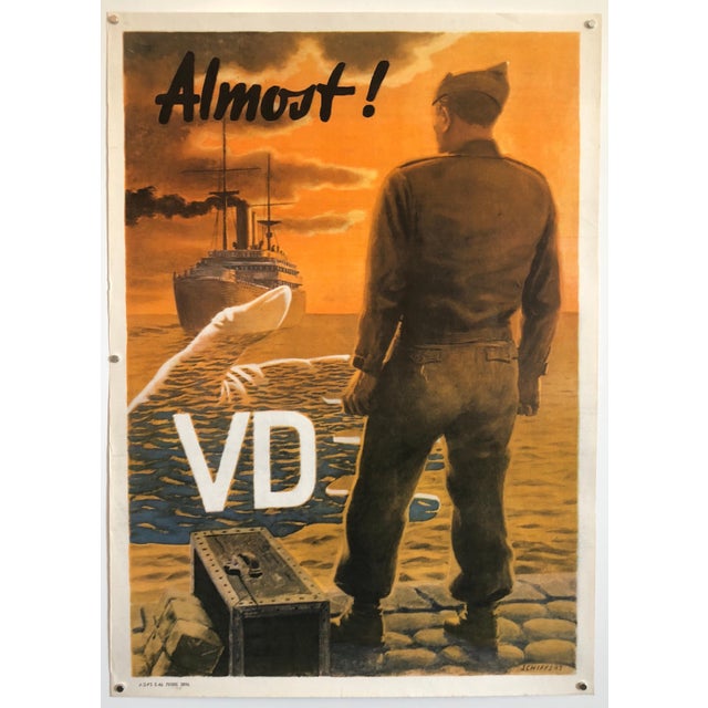 ALMOST VD; 1946 military poster by Franz Oswald Schiffers. Almost! VD, the 1946 U.S. World War II (WWII) health poster...