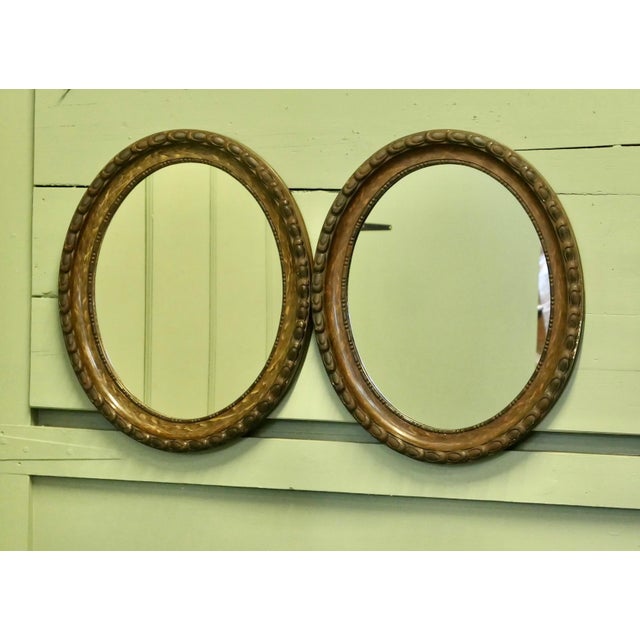 Victorian Wood Finish Oval Mirrors, 1920, Set of 2 For Sale - Image 6 of 8