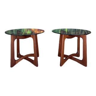 Pair of Adrian Pearsall Walnut and Glass Side Tables For Sale