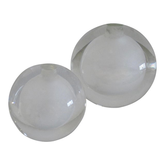 C .2003 Rosenthal "Studio Linea," Crystal Solid Globe Orb Candle Holders - Pair For Sale
