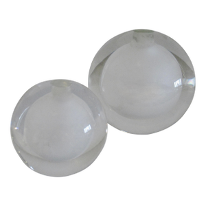 C .2003 Rosenthal "Studio Linea," Crystal Solid Globe Orb Candle Holders - Pair